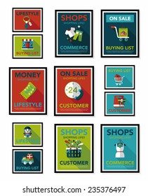 shopping poster banner flat design background set, eps10