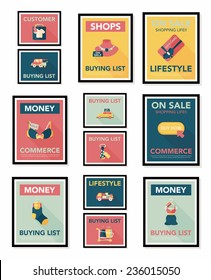 shopping poster banner flat design background set, eps10