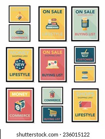 shopping poster banner flat design background set, eps10