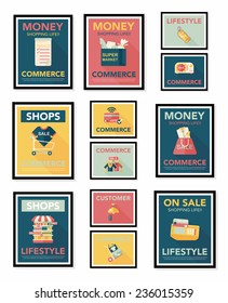shopping poster banner flat design background set, eps10