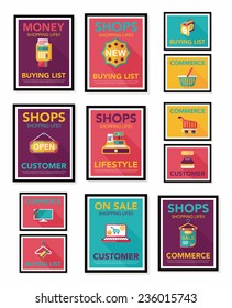 shopping poster banner flat design background set, eps10