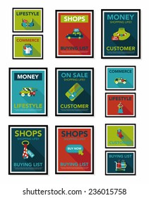 shopping poster banner flat design background set, eps10