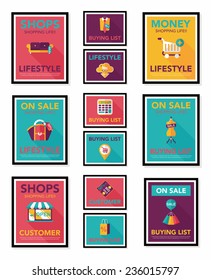 shopping poster banner flat design background set, eps10