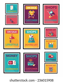shopping poster banner flat design background set, eps10