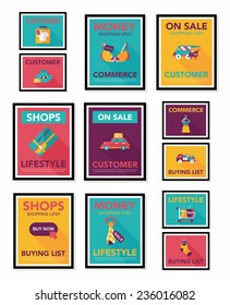 shopping poster banner flat design background set, eps10