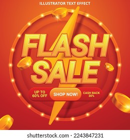 Shopping poster flash sale banner with yellow thunder sign