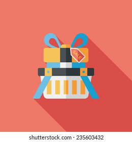 shopping present flat icon with long shadow,eps10