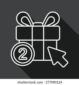 shopping present flat icon with long shadow, line icon