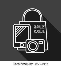 shopping present flat icon with long shadow, line icon
