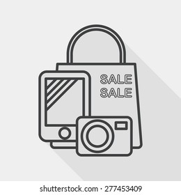 shopping present flat icon with long shadow, line icon