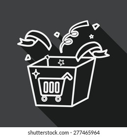 shopping present flat icon with long shadow, line icon