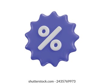 shopping price tag, discount coupon with percent symbol. Online shopping, discount offer, sales, promotion icon 3d render