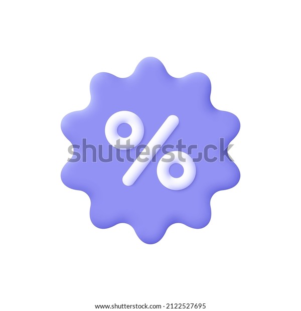 Shopping price tag, discount coupon with percent\
symbol. Online shopping, discount offer, sales, promotion.  3d\
vector icon. Cartoon minimal\
style.