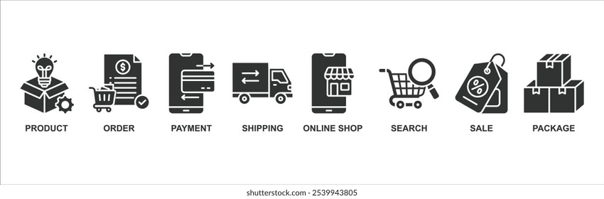 Banner do processo de compras ícone da Web vetor conceito de ilustração com ícone