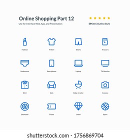 Shopping product category icon set app element interface part 12 vector graphic design illustration for mobile web presentation