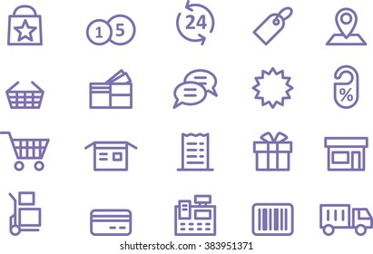 Shopping purchases icon set
