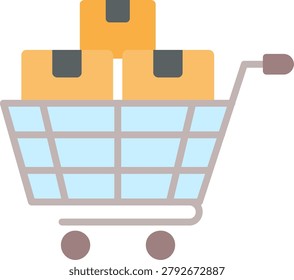 Shopping Pushcart Flat Icon Vector Design