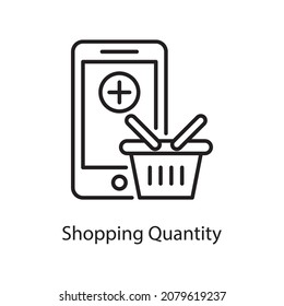 Ilustración de diseño de icono de contorno vectorial de cantidad de compras. Símbolo de aplicación web y móvil sobre archivo EPS 10 de fondo blanco
