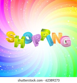 SHOPPING. Rainbow 3d illustration.