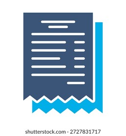 Icono de Comprobante de compras Vector plano azul diseño de papel Factura de pago símbolo de factura elemento gráfico signo