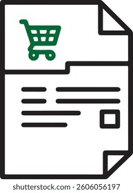 shopping receipt icon, invoice document vector, e-commerce bill silhouette, online purchase receipt, digital invoice symbol, shopping cart document