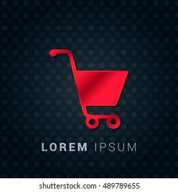 Shopping Red chromium precious metallic 3D Icon / Logo Design