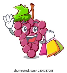 Shopping red grapes fruit isolated in character