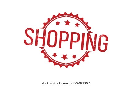 SHOPPING red rubber stamp vector design.