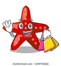 Shopping red starfish animal on mascot sand