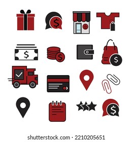 shopping related icons flat vector illustrator