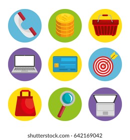 Shopping related objects icons