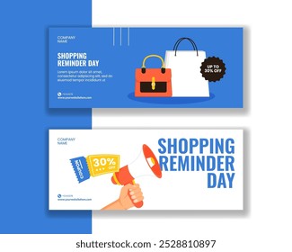 Shopping Reminder Day Horizontal Banner Flat Cartoon Hand Drawn Templates Background Illustration