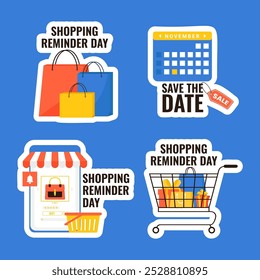 Shopping Reminder Day Label Flat Cartoon Hand Drawn Templates Background Illustration