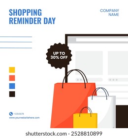 Shopping Reminder Day Social Media Illustration Flat Cartoon Hand Drawn Templates Background