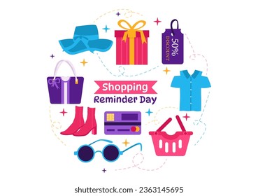 Shopping Reminder Day Vector Illustration on 26 November with Bag and Goods for Poster or Promotion in Flat Cartoon Background Design Templates