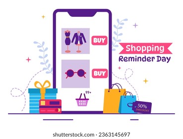 Shopping Reminder Day Vector Illustration on 26 November with Bag and Goods for Poster or Promotion in Flat Cartoon Background Design Templates
