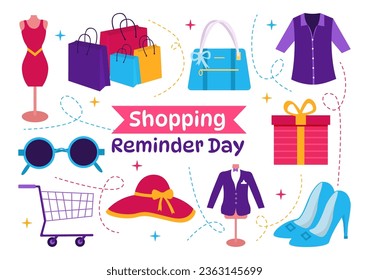 Shopping Erinnerung Tag Vektorgrafik am 26. November mit Tag und Waren für Poster oder Werbeaktion in flachen Cartoon-Hintergrunddesign-Vorlagen