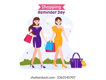 Shopping Reminder Day Vector Illustration on 26 November with Bag and Goods for Poster or Promotion in Flat Cartoon Background Design Templates