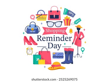 Shopping Reminder Day Vector Illustration for 26th November, featuring a Paper Bag and Items in a National Holiday Flat Style Cartoon Background