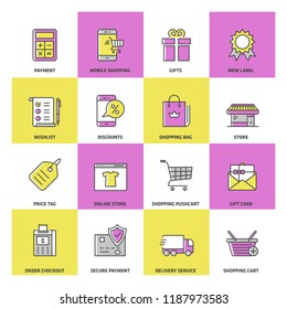 Shopping And Retail Colored Icon Set