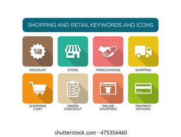 Shopping and Retail Flat Icon Set