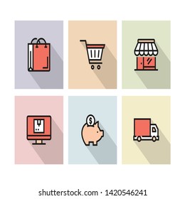 SHOPPING AND RETAIL ICON AND ILLUSTRATION CONCEPT
