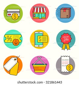 Shopping And Retail Icon Set. 