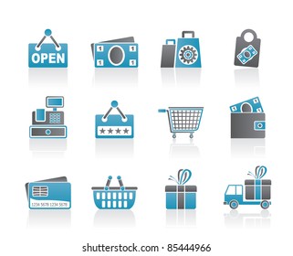shopping and retail icons - vector icon set