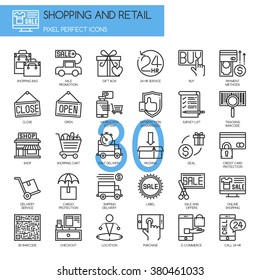 Shopping and Retail  , Thin Line and Pixel Perfect Icons