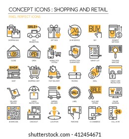 Shopping and Retail  , Thin Line and Pixel Perfect Icons