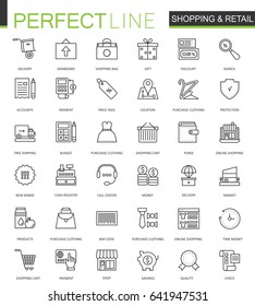 Shopping and retail thin line web icons set. Online shopping Outline stroke icons design.