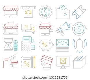 Shopping and retail vector icons
