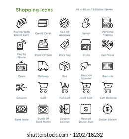 Shopping Retail Vector Outline Icons