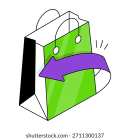 Icono de Vector de retorno de compras aislado sobre fondo blanco 